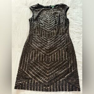 Ralph Lauren Sequin Black Evening Dress